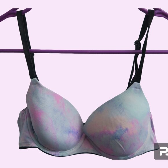 PINK Victoria's Secret wear everywhere tie dye bra in blue, pink and black 32B - Picture 1 of 6